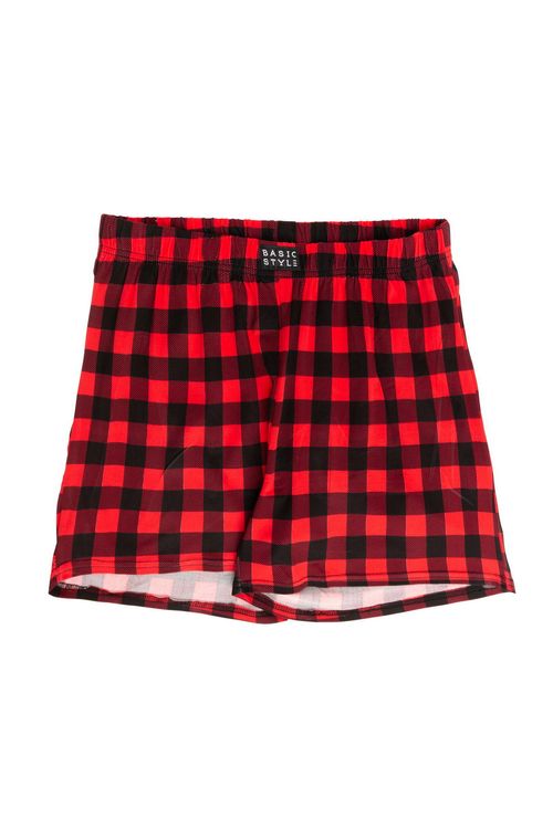 Cueca Samba Canção com Estampa Xadrez Vermelho e Preto