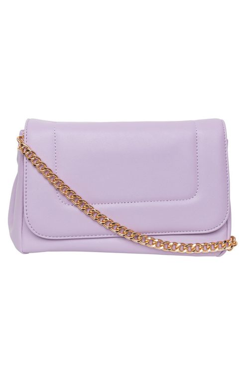 Bolsa Transversal em Matelassê Retângular com Corrente Lilás