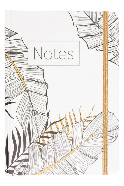 Caderno Capa Dura Folhas Sortido Off White e Dourado