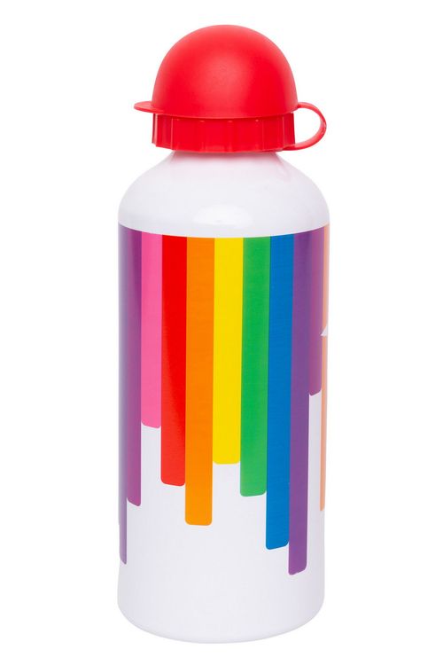 Garrafa de Alumínio com Estampa Arco Íris Branca