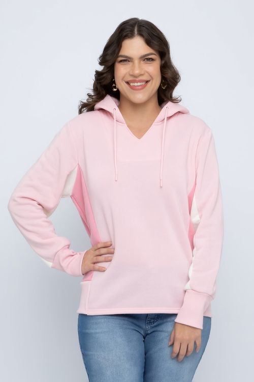 Blusão Feminino em Moletom Rosa Claro