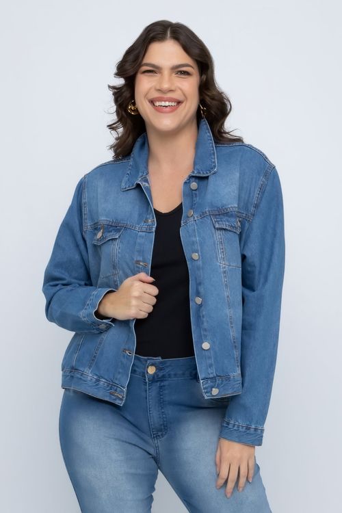 Jaqueta Feminina Feita Pra Mim Jeans Médio