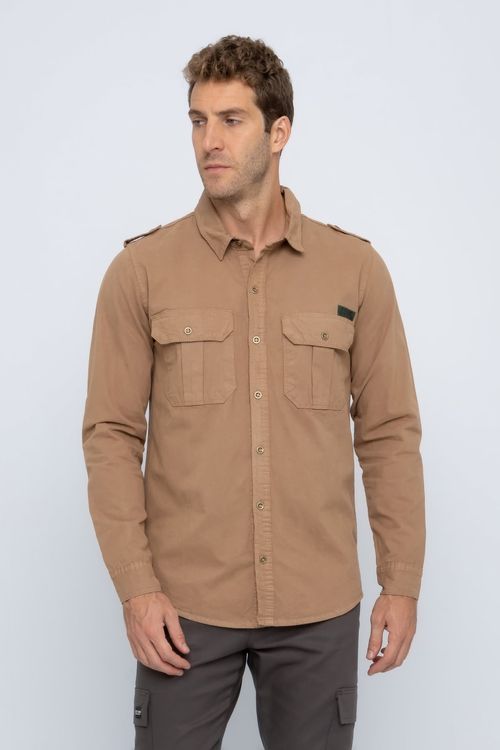 Camisa Masculina em Sarja Camel