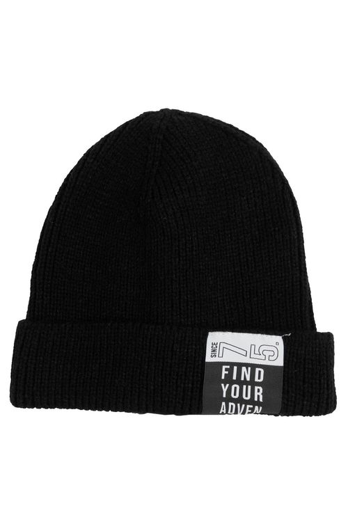 Gorro Masculino Preto Básico com Dobra e Patch