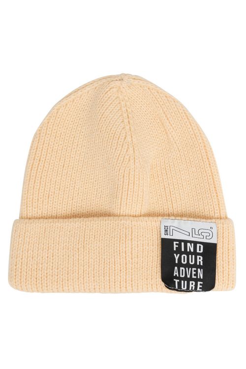 Gorro Masculino Bege Básico com Dobra e Patch