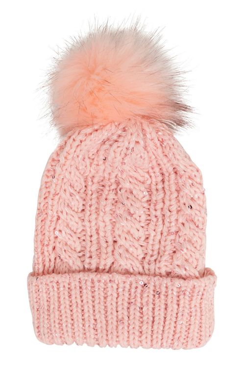 Gorro Infantil Texturizado Rosa com Pompom