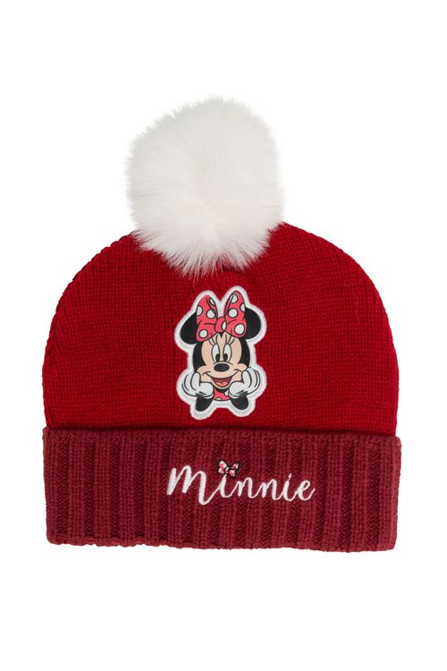 Gorro Infantil Vermelho com Estampa Minnie e Pompom