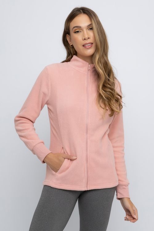 Jaqueta Feminina em Moletinho Rosa Claro