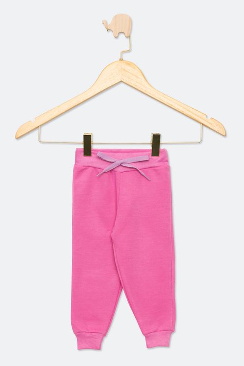 Calça Infantil Bebê em Moletom Rosa Tam P ao G