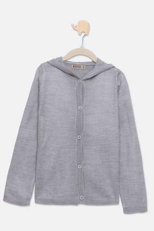 Suéter Infantil com Capuz Cinza Tam 4 a 8