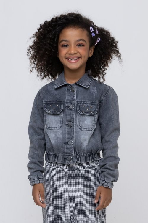 Jaqueta jeans best sale preta infantil