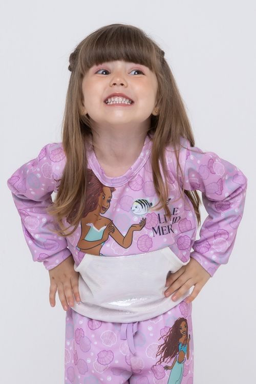 Blusão Infantil Meninas 1 a 3 anos Pequena Sereia Lilás