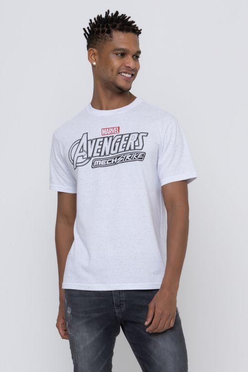 Camiseta Masculina com Estampa Vingadores Branca