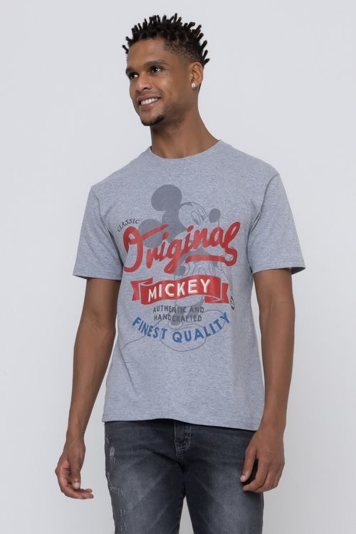 Camiseta Masculina com Estampa Mickey Mescla