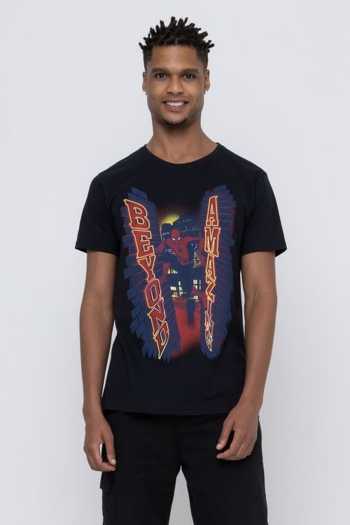 Camiseta Masculina Estampada Spider Man Preta