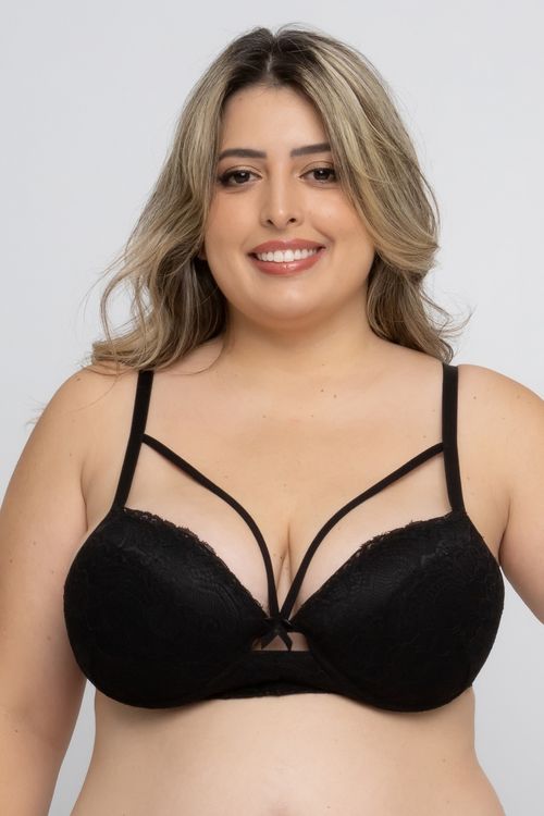 Sutiã Strappy com Renda Feita Pra Mim Preto