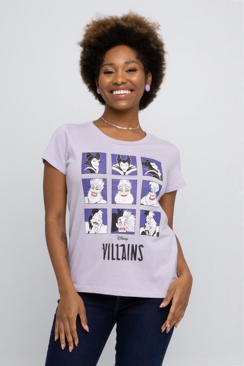 Blusa Feminina com Estampa Vilãs Disney Lilás
