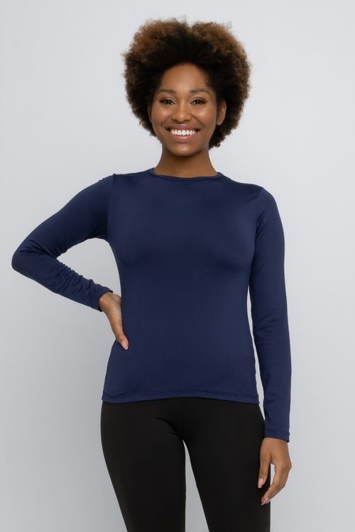 Blusa Esportiva Feminina Térmica Azul Escuro