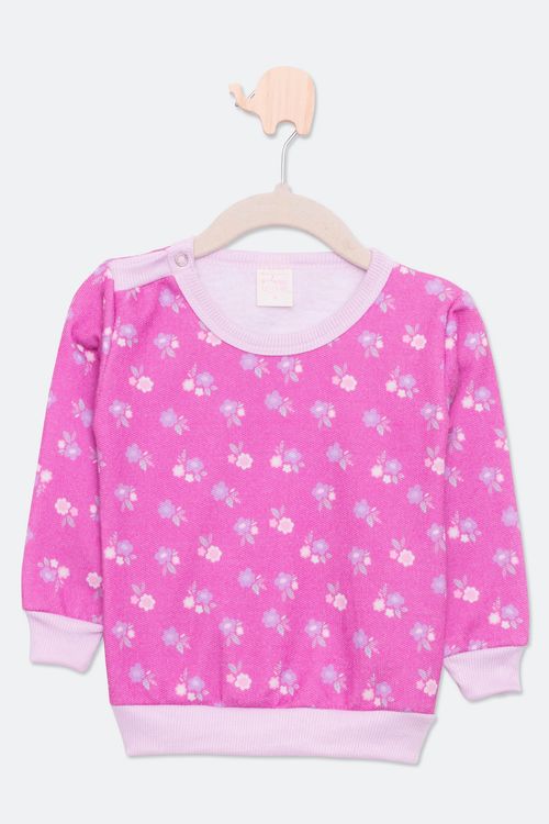 Blusão Infantil Bebê com Estampa Floral Pink Tam P ao G