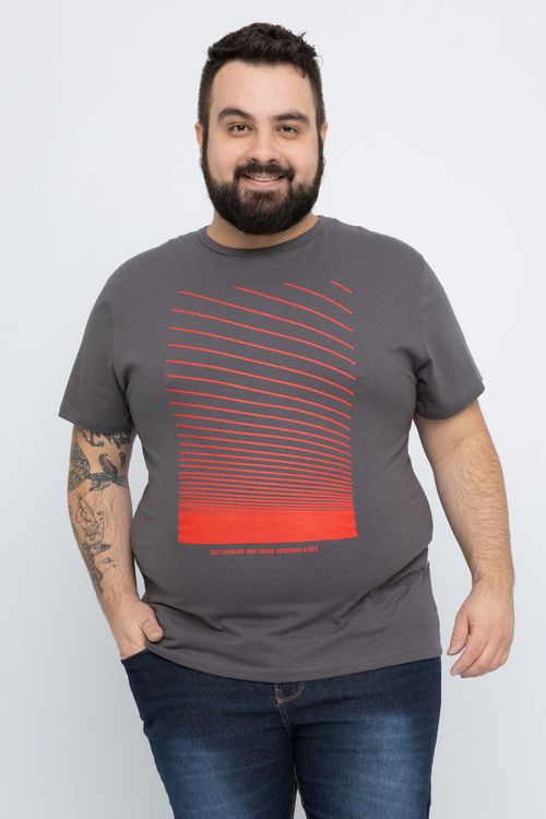 Camiseta Masculina Super com Estampa Listras Chumbo
