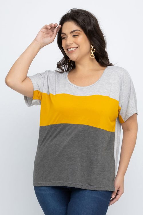 Blusa Feminina City Feita Pra Mim Mescla e Amarelo