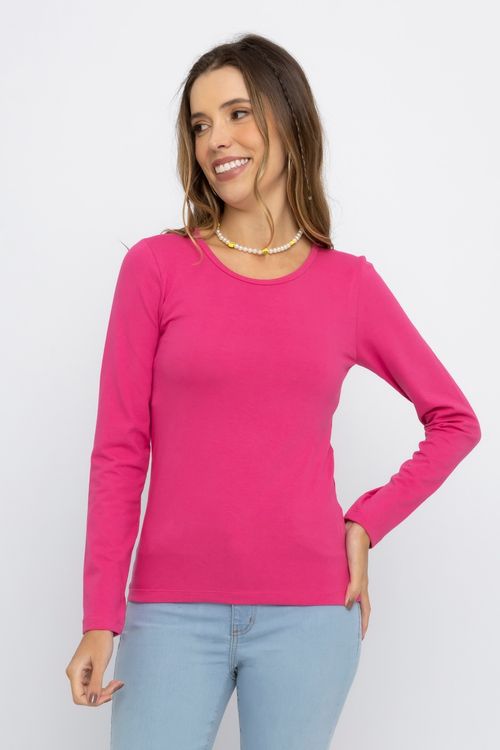 Blusa Feminina Básica em Cotton Rosa