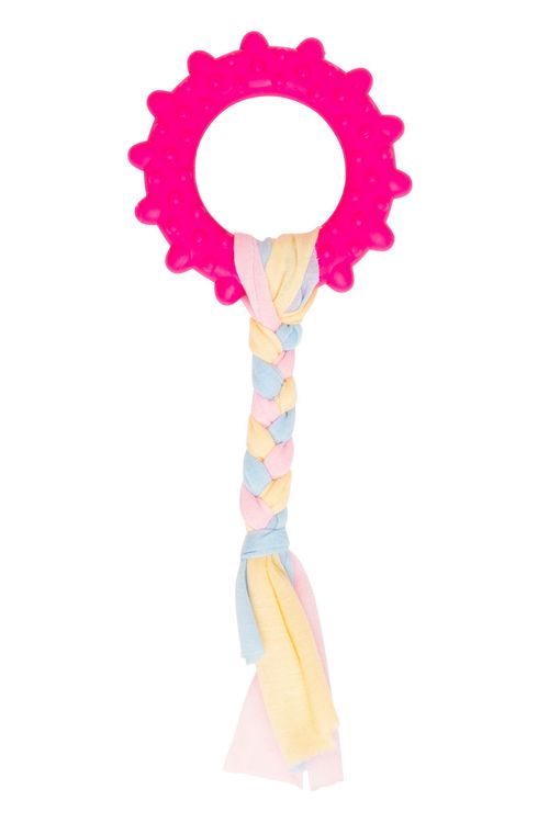 Brinquedo Mordedor Pet Anel Texturizado Corda Colorido