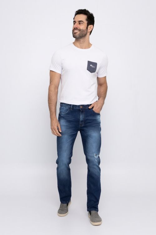 Calça Slim Masculina Jeans Escuro
