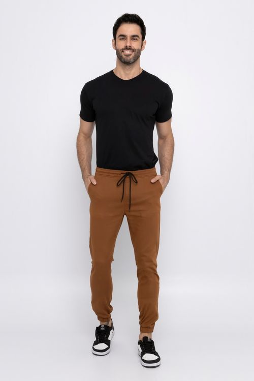 Calça Jogger Masculina em Sarja Caramelo