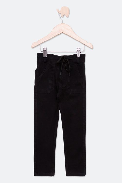 Calça Skinny Infantil em Sarja Preta Tam 1 a 3