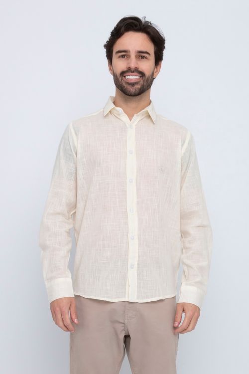 Camisa Masculina Casual Off White