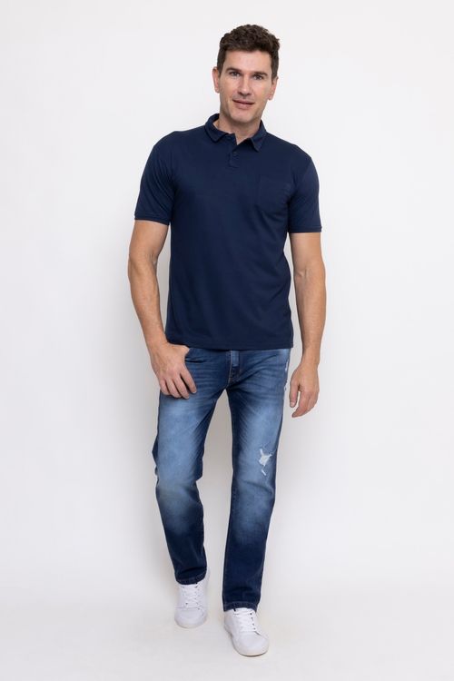 Calça Jeans Masculina Reta Azul Escuro