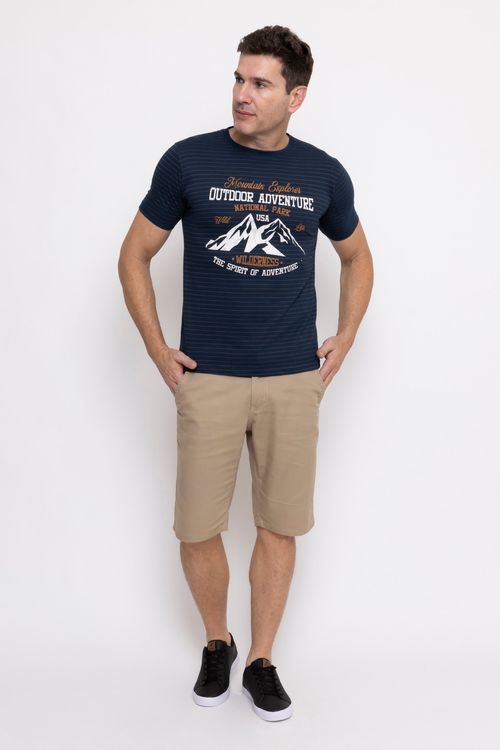 Bermuda Masculina em Sarja com Cinto Cáqui