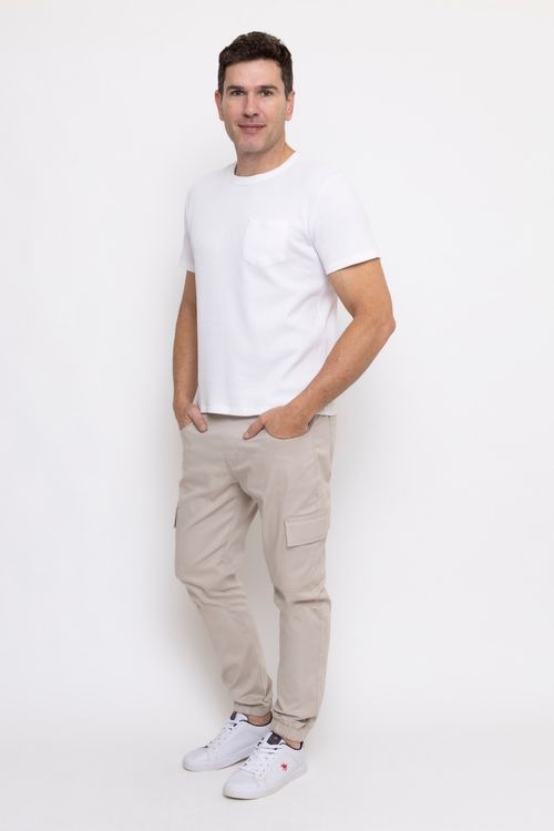 Calça Masculina Jogger Cargo Areia