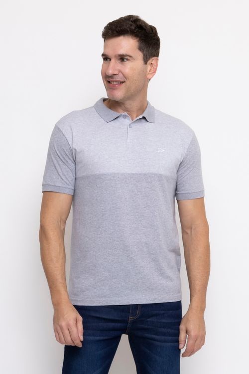 Polo Masculina Casual Mescla Cinza