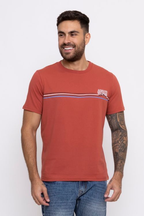 Camiseta Masculina com Estampa Listras Terra