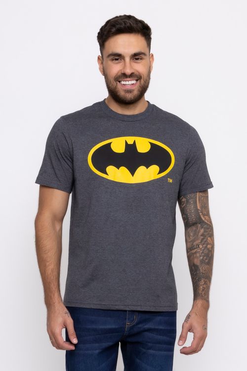 Camiseta Masculina com Estampa Batman Chumbo