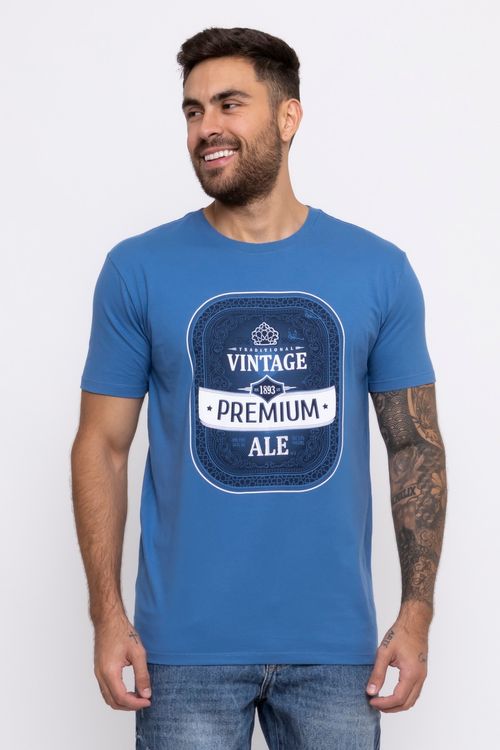 Camiseta Masculina com Estampa Premium Azul