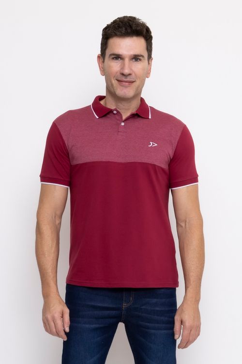 Polo Masculina Casual Mescla Vermelha