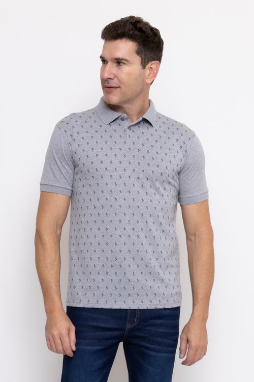 Camisa Polo Masculina Estampada Mescla