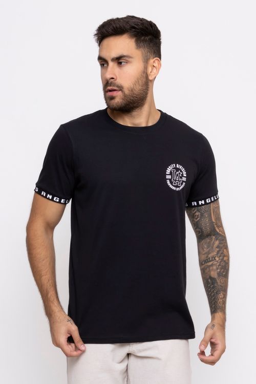 Camiseta Masculina com Estampa LA Preta