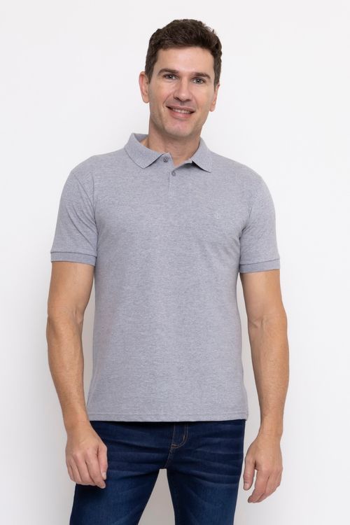 Polo Masculina em Piquet Mescla