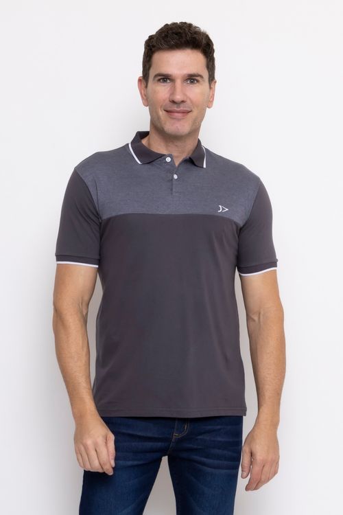 Polo Masculina Casual Mescla e Chumbo