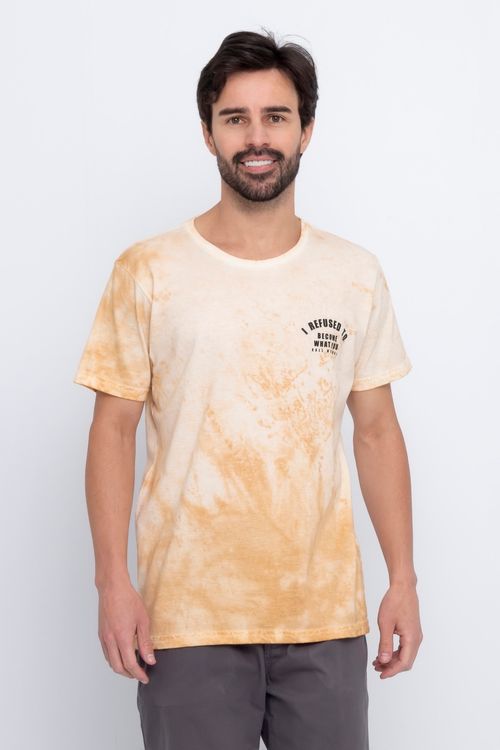 Camiseta Masculina com Estampa Tie Dye Laranja