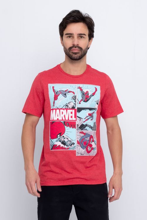 Camiseta Masculina com Estampa Homem Aranha Vermelha