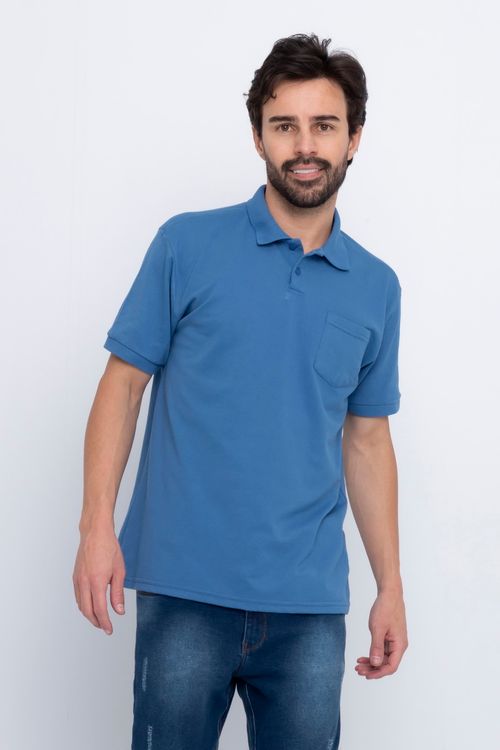 Polo Masculina com Bolso Azul