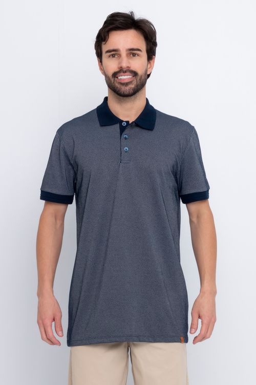 Polo Masculina em Favo Azul Marinho