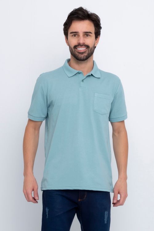 Polo Masculina com Bolso Turquesa