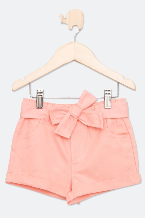 Shorts Infantil em Twill com Cinto Coral Tam 4 a 8