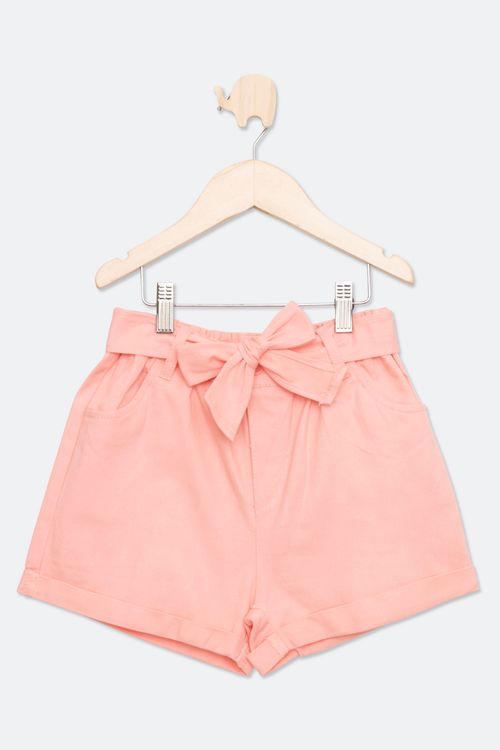 Shorts Juvenil em Twill com Cinto Coral Tam 10 a 16